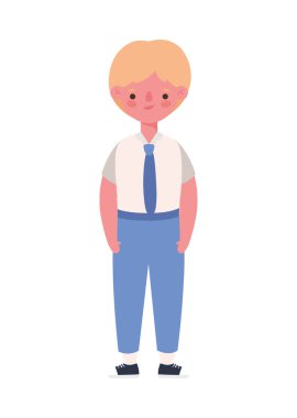 Erkek çocuk çizgi filmi, tekdüze vektör tasarımı