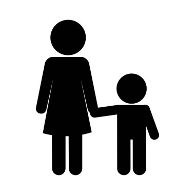 Ana ve oğul avatar siluet biçim ikon vektör tasarımı