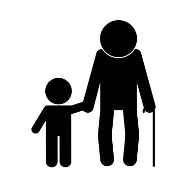 Büyükbaba ve torun avatar siluet biçim ikon vektör tasarımı