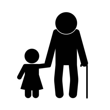 Büyükbaba ve torun Avatar siluet biçim ikon vektör tasarımı