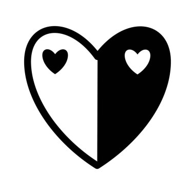Kalbin içindeki kalpler siluet biçim ikon vektör tasarımı