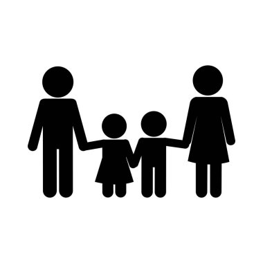 Anne baba oğul ve kız Avatar siluet biçim ikon vektör tasarımı