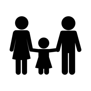 Ana baba ve kızı Avatar siluet biçim ikon vektör tasarımı