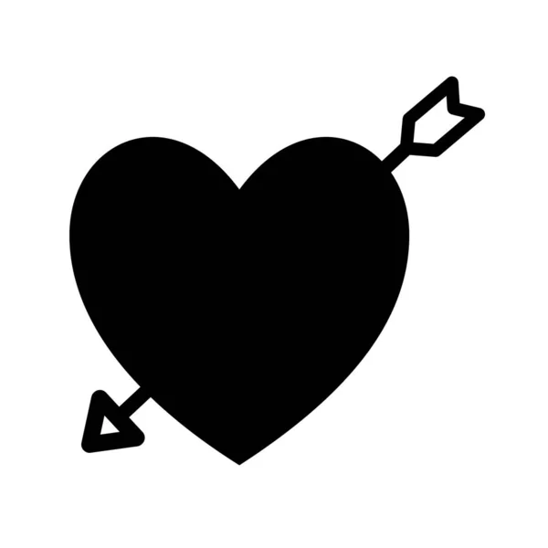 Serce ze strzałką sylwetka styl ikona wektor projektu — Wektor stockowy