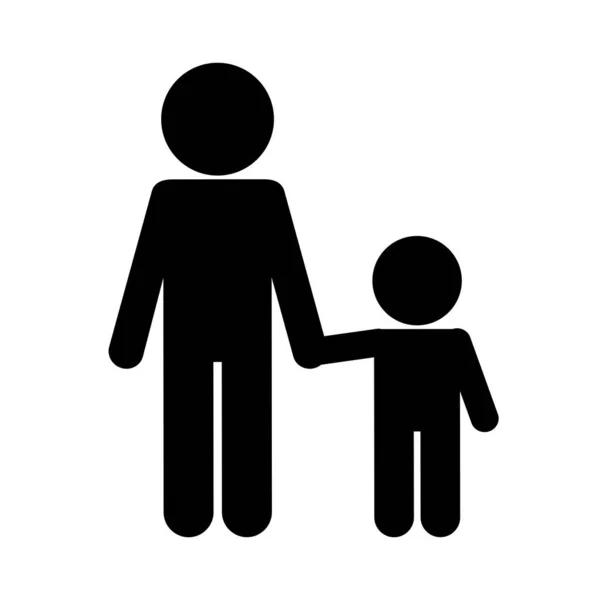 Père avec fils avatar silhouette style icône vectoriel design — Image vectorielle