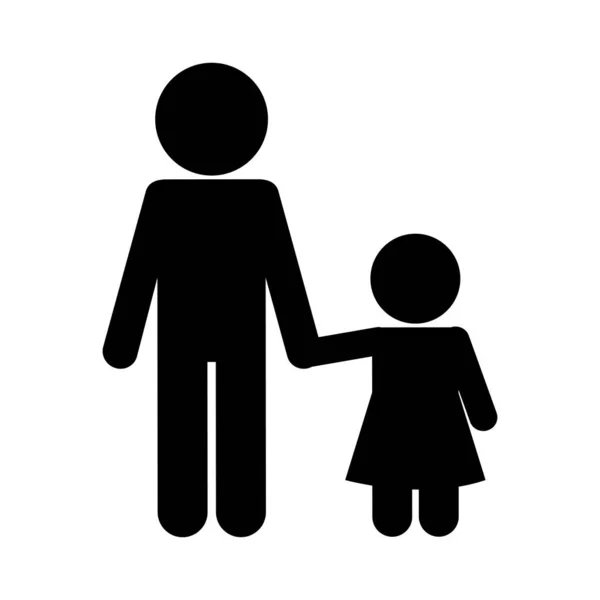 Padre con figlia avatar silhouette stile icona vettoriale design — Vettoriale Stock