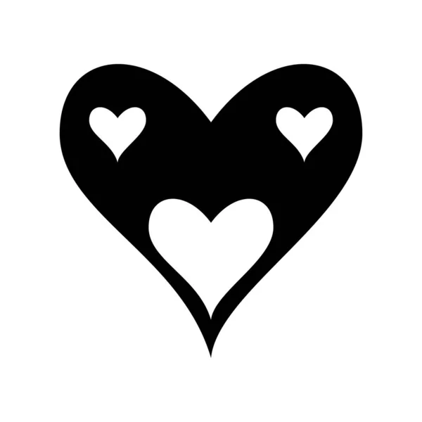 Corazones dentro del corazón silueta estilo icono vector de diseño — Archivo Imágenes Vectoriales