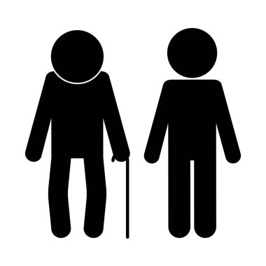 Büyükbaba ve oğul avatar siluet biçim ikon vektör tasarımı