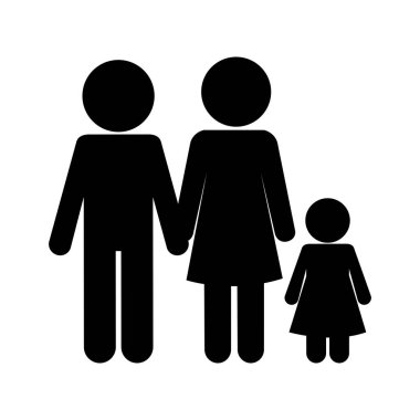 Ana baba ve kızı Avatar siluet biçim ikon vektör tasarımı