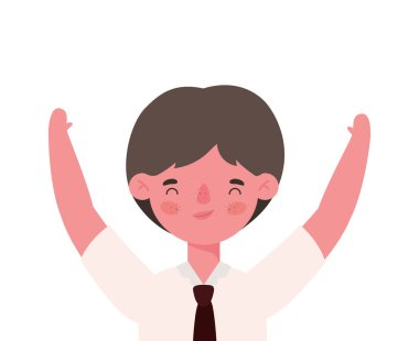 Erkek çocuk çizgi filmi, tekdüze vektör tasarımı