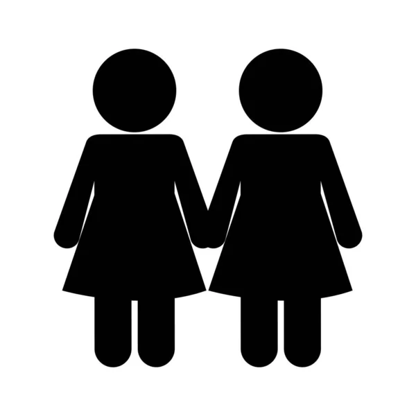 Couple de femme et homme silhouette style icône vectoriel design — Image vectorielle