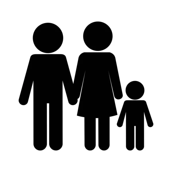 Matka otec a syn avatar silueta styl ikony vektor design — Stockový vektor