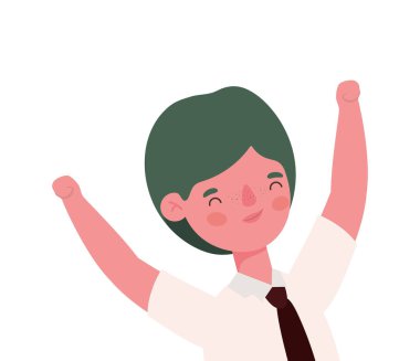 Erkek çocuk çizgi filmi, tekdüze vektör tasarımı