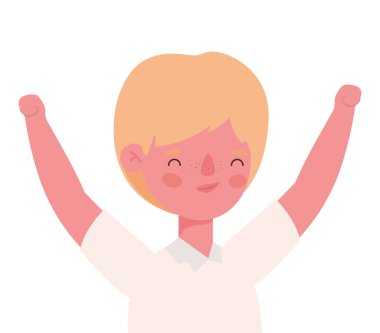 Erkek çocuk çizgi filmi, tekdüze vektör tasarımı