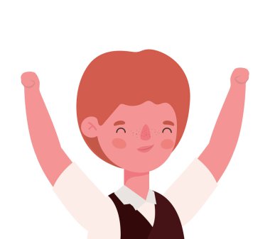 Erkek çocuk çizgi filmi, tekdüze vektör tasarımı