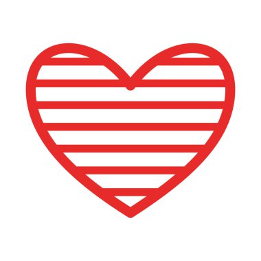 çizgili kalp düz biçim ikon vektör tasarımı