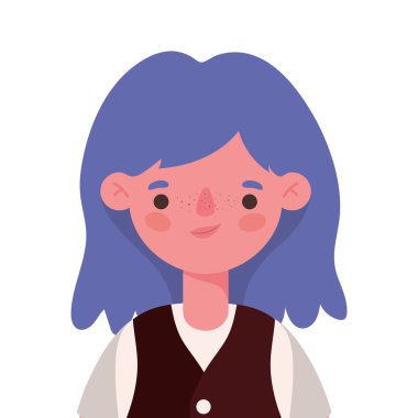 Düzenli vektör tasarımlı kız çocuk çizgi filmi