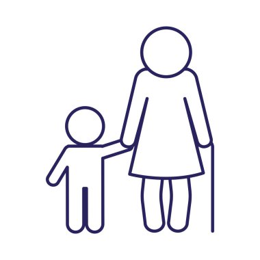 büyükanne ve torun avatar çizgi biçim vektör tasarımı