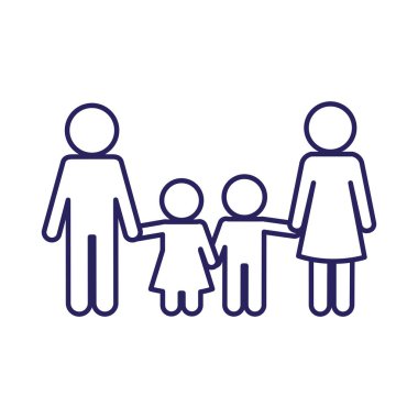 Anne baba oğul ve kız avatar çizgisi ikon vektör tasarımı