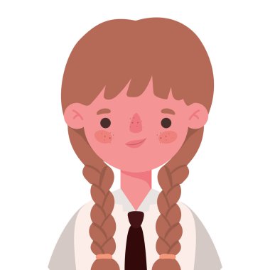 Düzenli vektör tasarımlı kız çocuk çizgi filmi