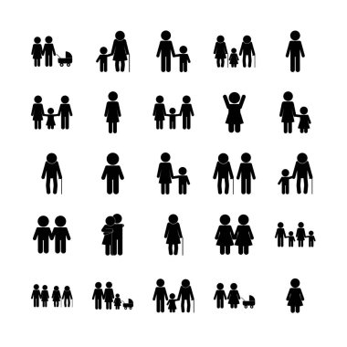 Aile avatarları siluet biçim ikonu vektör dizaynı
