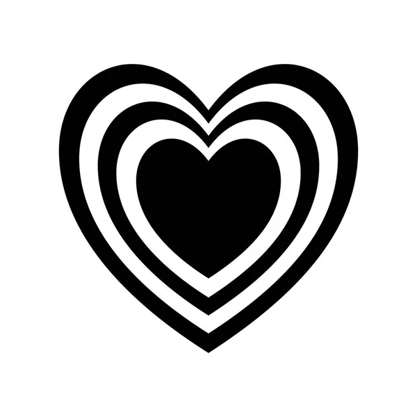 Corazones dentro del corazón silueta estilo icono vector de diseño — Vector de stock