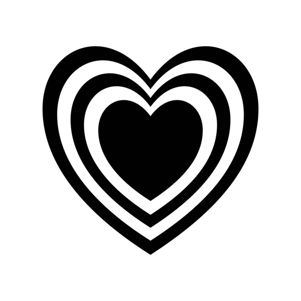 Corazones dentro del corazón silueta estilo icono vector de diseño — Archivo Imágenes Vectoriales