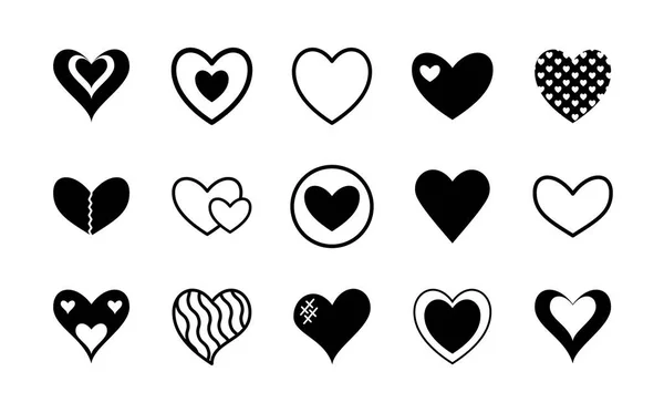 Vektorový design ikon siluety srdce — Stockový vektor