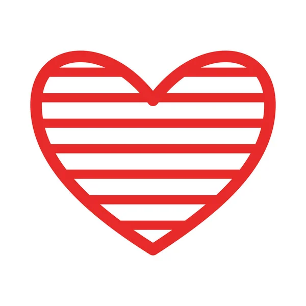 Gestreept hart platte stijl icoon vector ontwerp — Stockvector