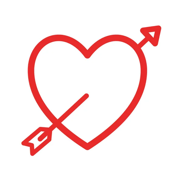 Corazón con flecha de estilo plano icono de diseño de vectores — Vector de stock