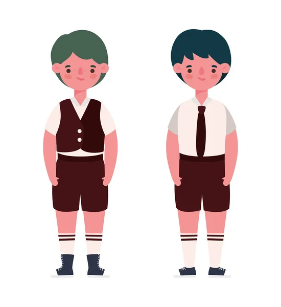 Хлопчики дитячі мультфільми з уніформою Векторний дизайн — стоковий вектор