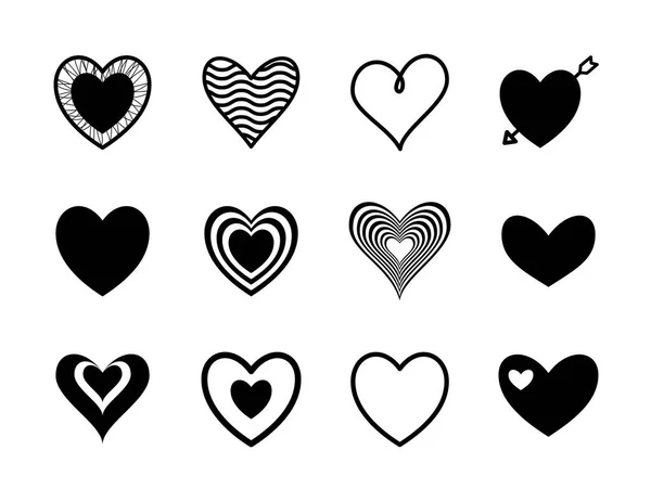 Дизайн иконок в стиле силуэта сердца — стоковый вектор