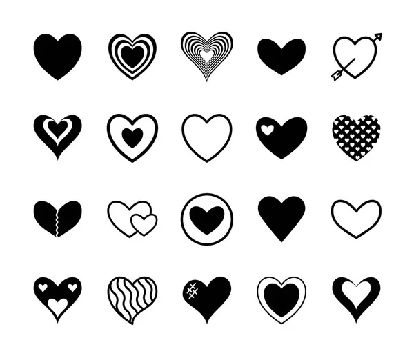 Corações silhueta estilo ícone vetor design — Vetor de Stock