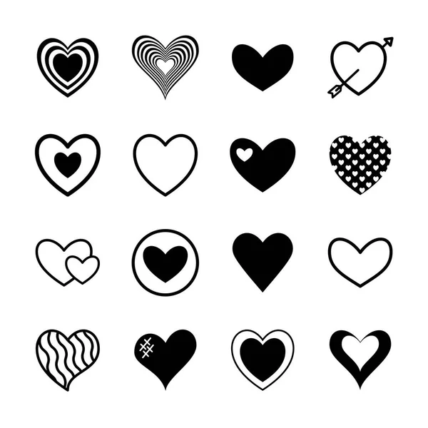 Corações silhueta estilo ícone vetor design —  Vetores de Stock