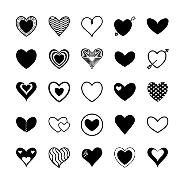 Corazones silueta estilo icono vector diseño — Archivo Imágenes Vectoriales