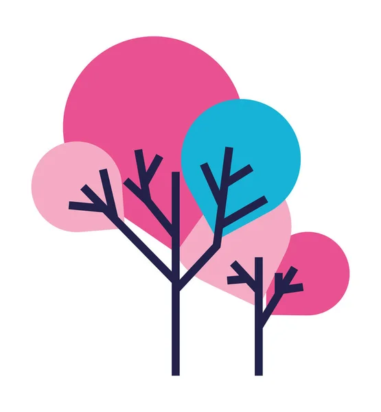 분홍 과 파랑 나무의 벡터 설계 — 스톡 벡터