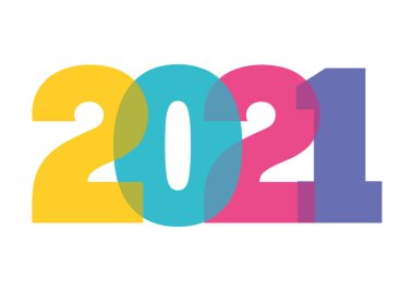 2021 çok renkli mutlu yeni yıl vektör tasarımı