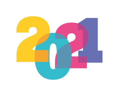 2021 çok renkli mutlu yeni yıl vektör tasarımı