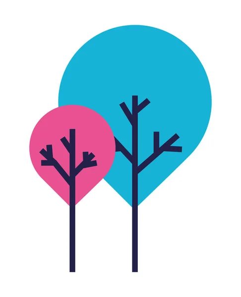 Projeto vetorial de árvores rosa e azul — Vetor de Stock