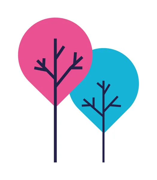 Projeto vetorial de árvores rosa e azul — Vetor de Stock