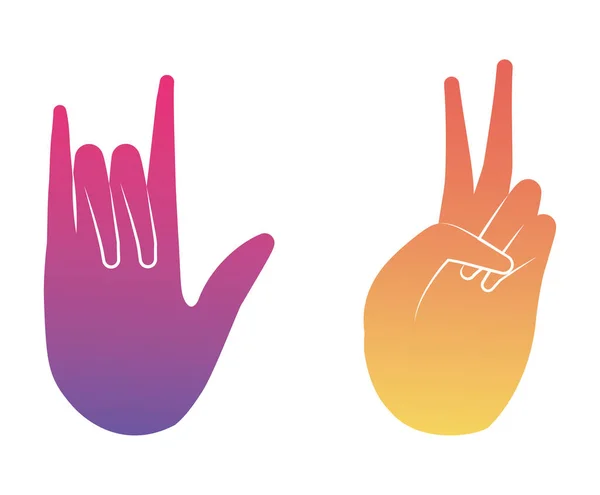 Peace love and rock sign hand vector design — Stock Vector
