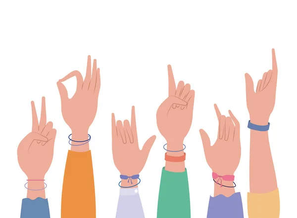 Signes mains avec bracelets design vectoriel — Image vectorielle