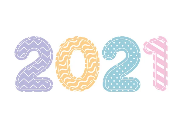 Номер 2021 року з лініями і точками щасливого нового року Векторний дизайн — стоковий вектор