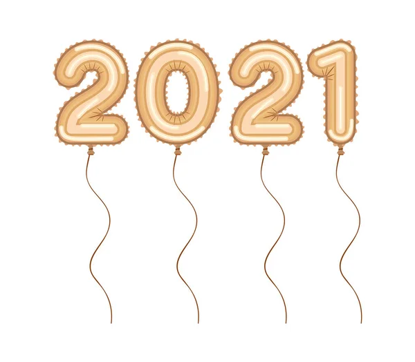 2021年快乐新年矢量设计金气球 — 图库矢量图片