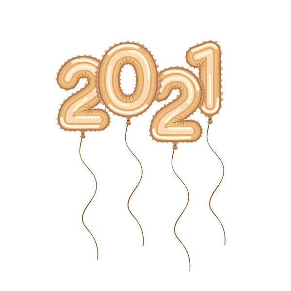 2021 gold balloons of happy new year vector design — Stock Vector