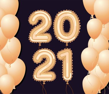 2021 altın balon mutlu yıllar tasarımı