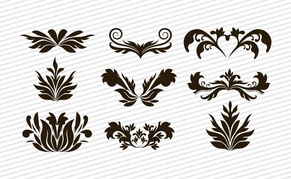 Silhouette feuilles décoratives éléments ensemble vectoriel design — Image vectorielle
