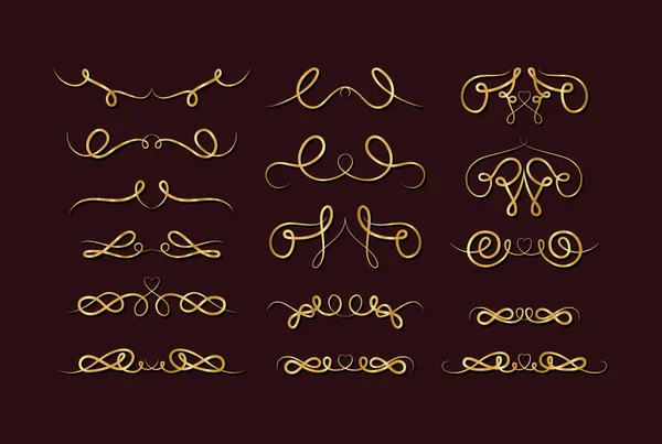 Gouden decoratieve ornamenten elementen set vector ontwerp — Stockvector