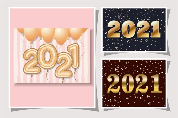2021年金球在快乐新年设计的框架内 — 图库矢量图片