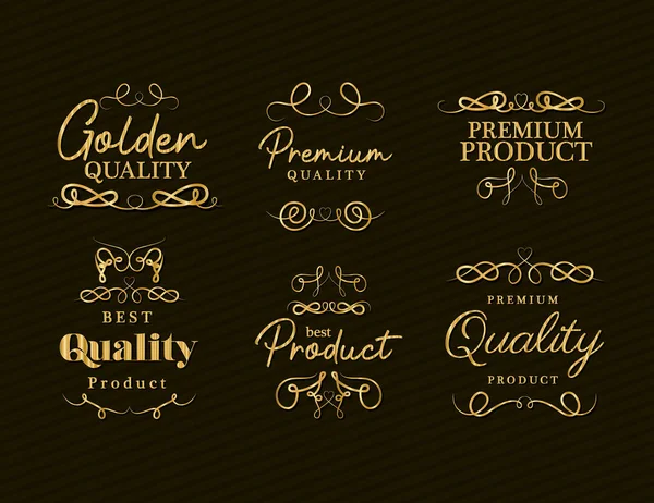 Producto de la mejor calidad con ornamento de oro conjunto diseño vectorial — Vector de stock